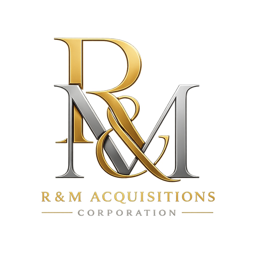 R and M Acquisitions Corporation gold and silver monogram